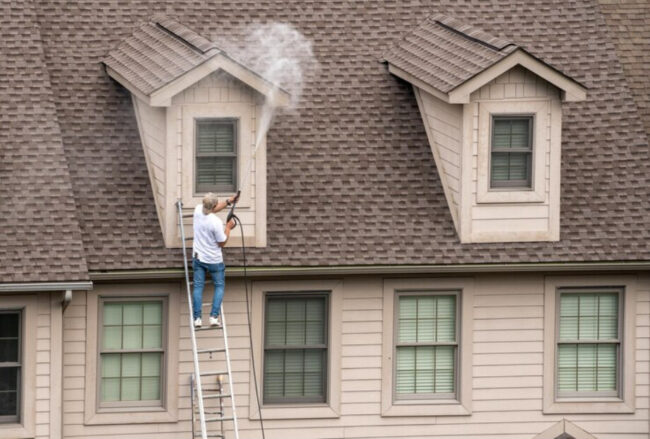 DIY roof cleaning diy roof cleaning by a man