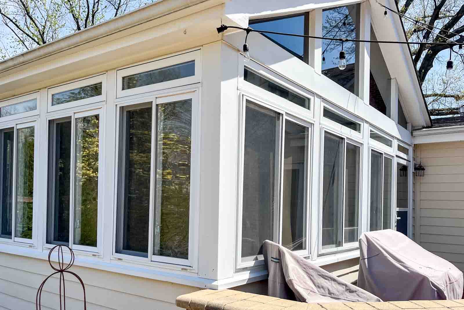 exterior sunroom window washing Naperville Aurora IL residential glass cleaning streak free