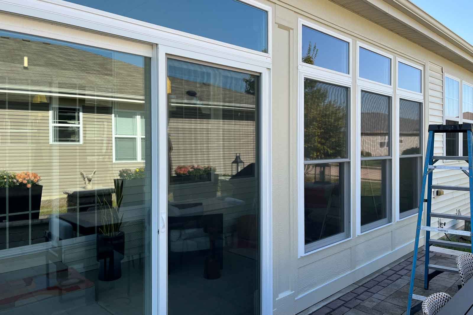 exterior window cleaning Naperville Aurora IL patio glass washing