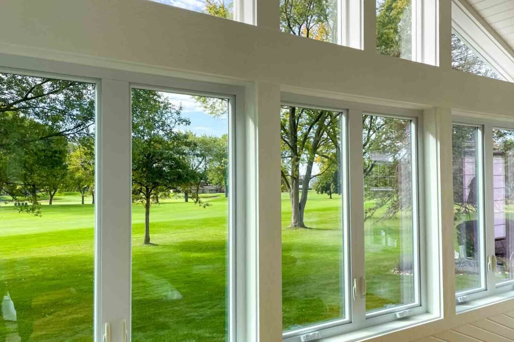 large window wall cleaning Naperville Aurora IL residential glass wall