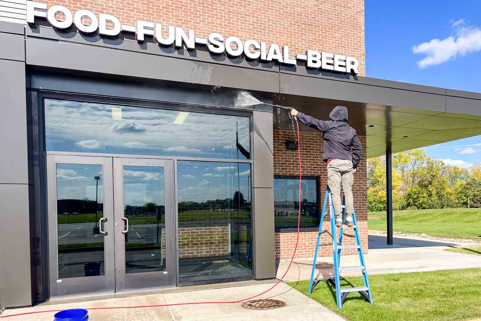 storefront window cleaning Aurora Naperville IL commercial glass service
