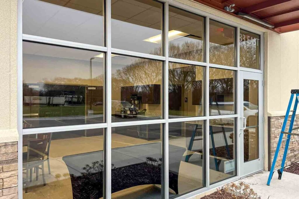 retail building window cleaning Aurora IL storefront glass washing
