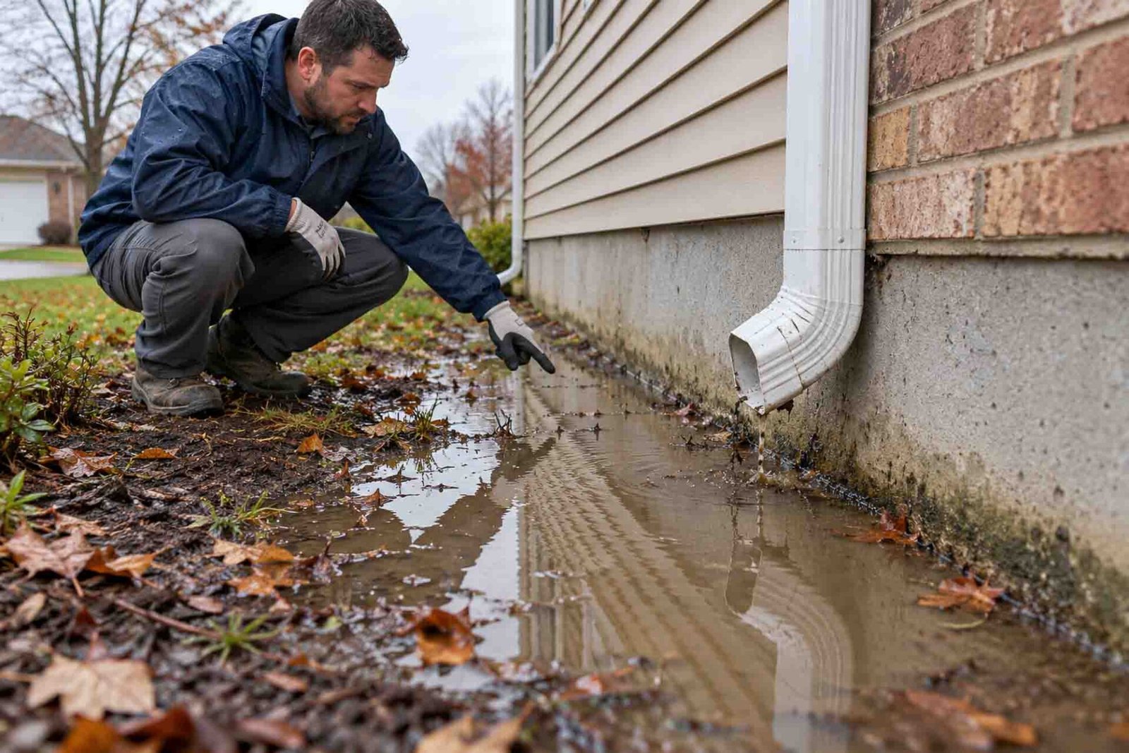 Water pooling near the foundation