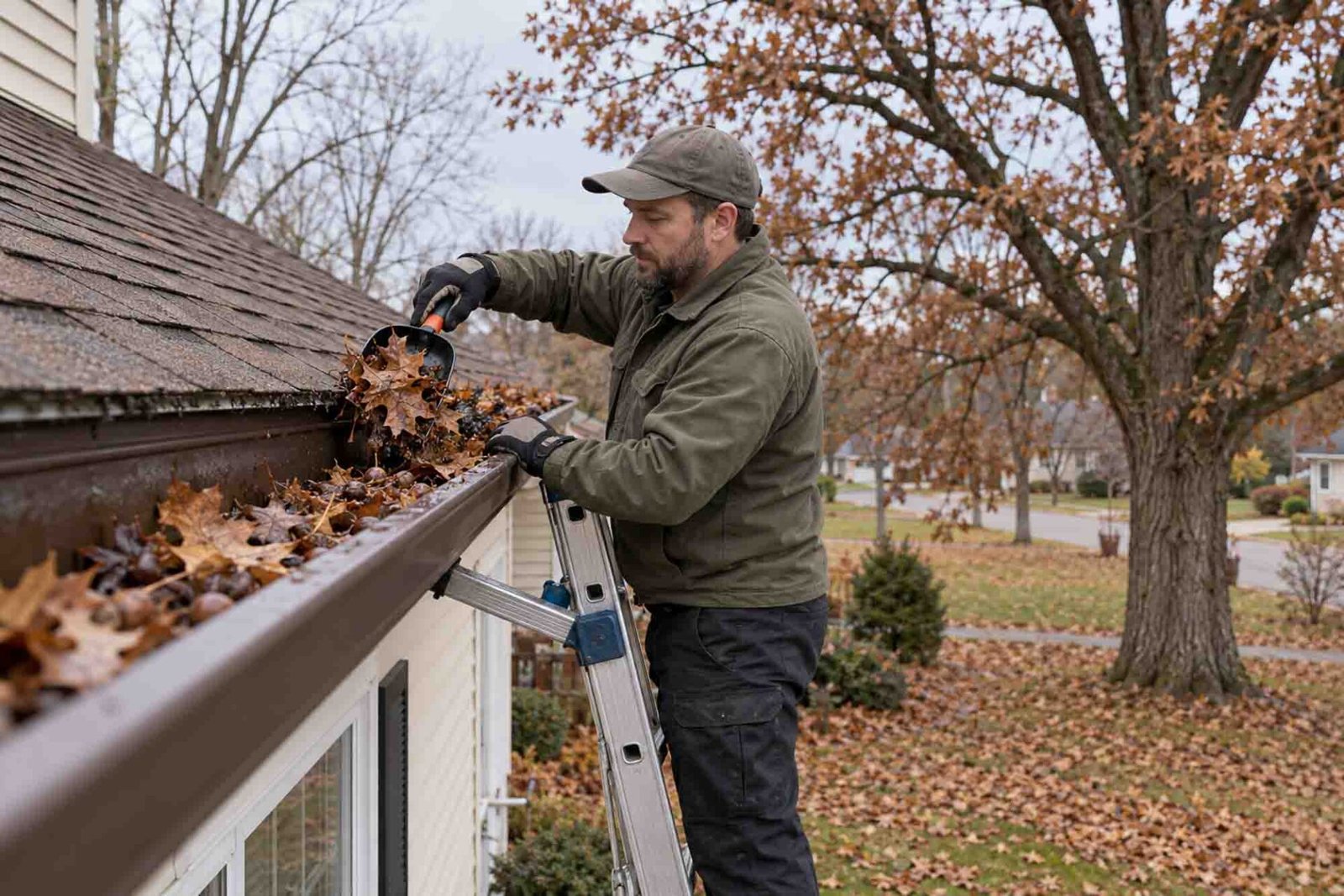 clogged downspout cleaning in Naperville